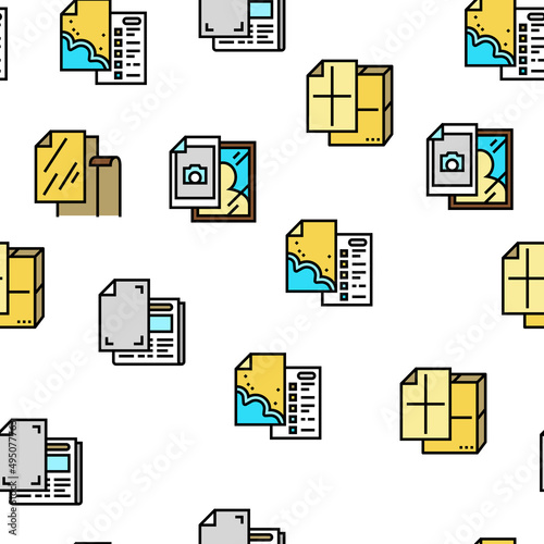 Paper List For Printing Poster Vector Seamless Pattern Thin Line Illustration