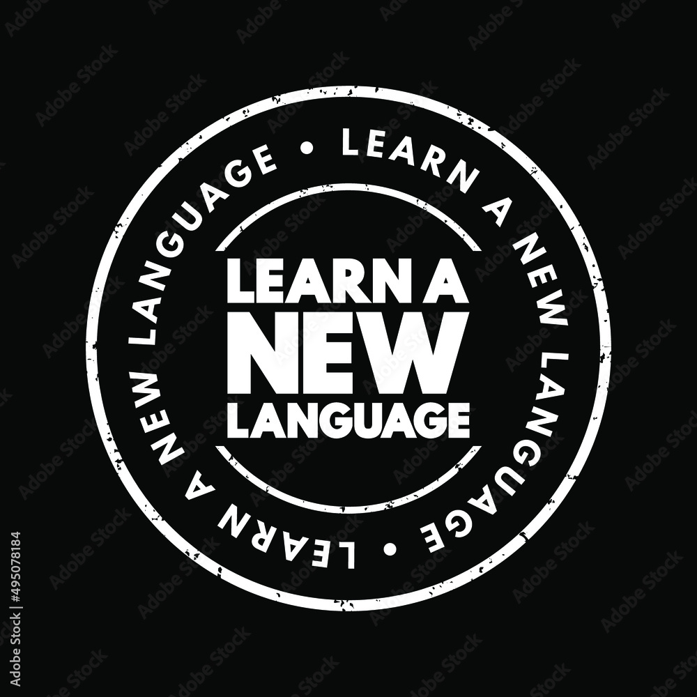 Learn A New Language text stamp, concept background