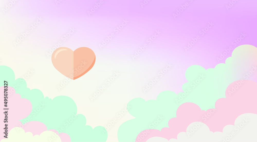 heart paper art style with pastel sky background vector illustration heart paper art style with pastel sky background vector illustration