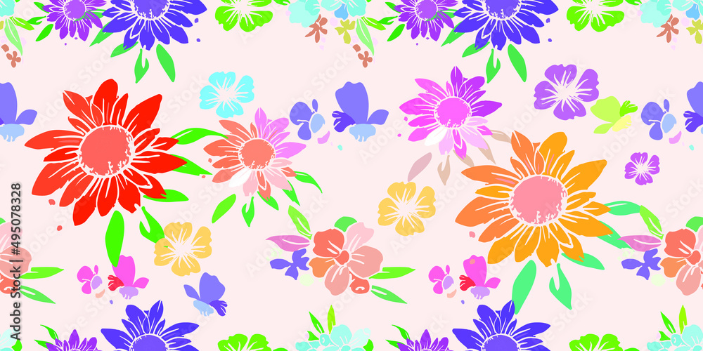 Seamless pattern material abstract flower. wallpaper vintage design background