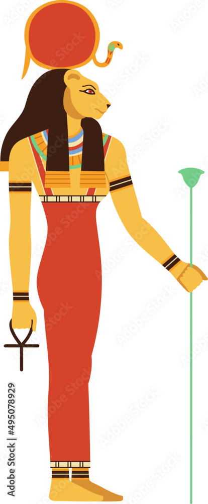 Sekhmet Goddess Ancient Egyptian Cartoon Illustration Stock Vector ...