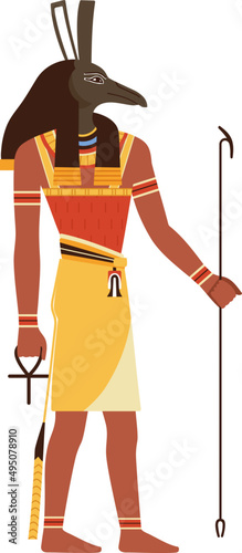 Set Ancient Egyptian God Cartoon Illustration