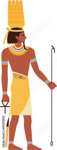 Anhur Ancient Egyptian God Cartoon Illustration