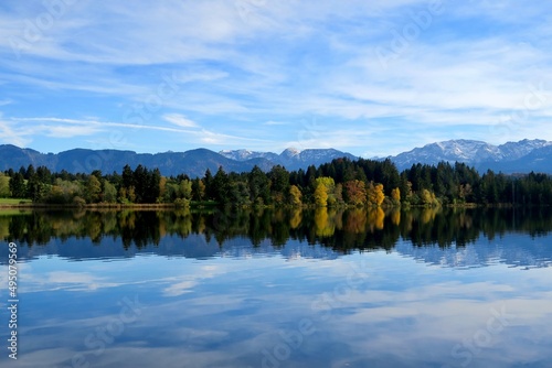 lake and mountains, Schmutterweiher, Bavaria
