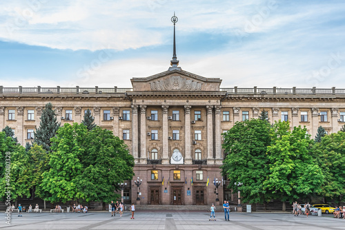 фотографія Mykolaiv, Ukraine - July 25, 2020: The building of the Mykolaiv City Council, close-up