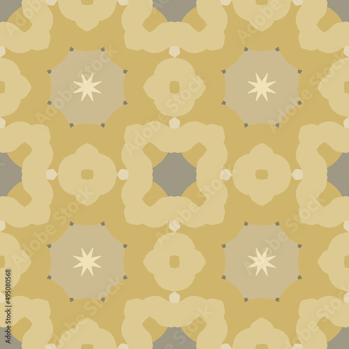 seamless pattern in brown tones, ornament with abstract floral motifs on a grid, mesh ornament, background for design