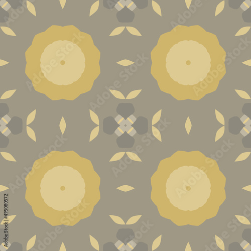 seamless pattern in brown tones, ornament with abstract floral motifs on a grid, mesh ornament, background for design