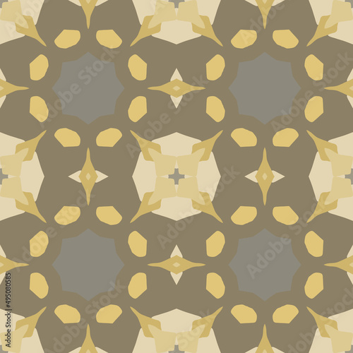 seamless pattern in brown tones, ornament with abstract floral motifs on a grid, mesh ornament, background for design