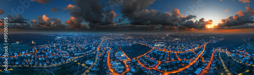 Quadro su tela wiesbaden germany 360° aerial night