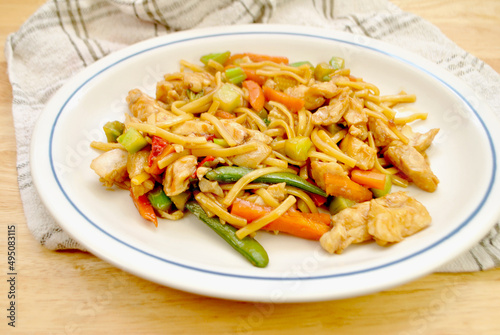 Teriyaki Chicken Vegetable Stir Fry with Thin Noodles 