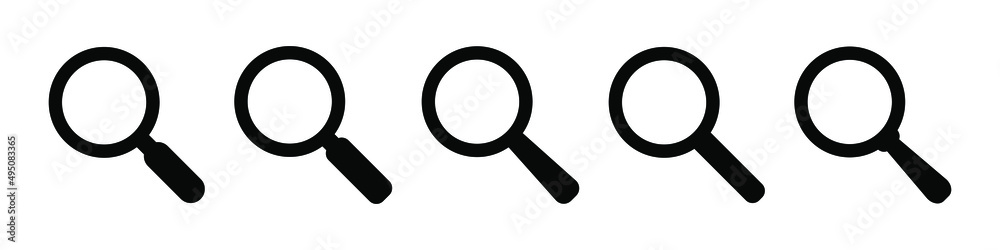 Search icon. Magnifying glass icon, vector magnifier or loupe sign. Search icon. Magnifying glass icon, vector magnifier or loupe sign.