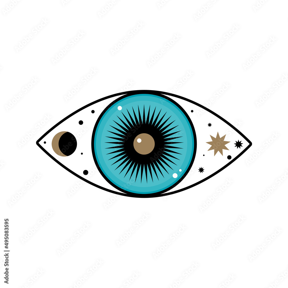 Minimalist Boho Eye Talisman Symbol Abstract Evil Eye Sign Design T Shirt Print Tarot Card  Icon Template