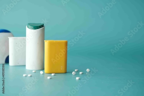 artificial sweetener container on table  photo