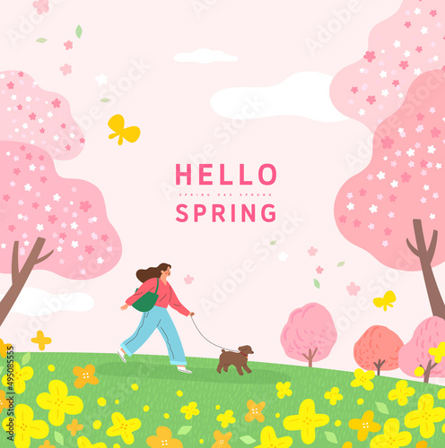 Spring template with beautiful flower. Vector illustration

