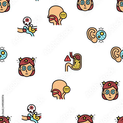 Otorhinolaryngology Treatment Vector Seamless Pattern Thin Line Illustration