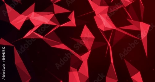 Abstract light black dark red polygon geometric motion graphics illustration background digital futuristic innovation professional business presentation wallpaper with pyramid triangle pattern