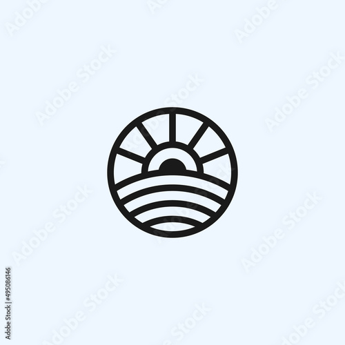 sunset logo or beach icon