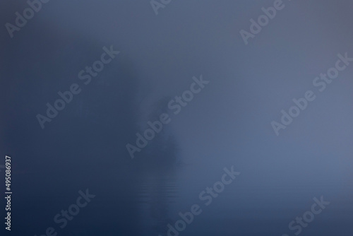 Lakeside deep in the mist. Lake James State Park  North Carolina.