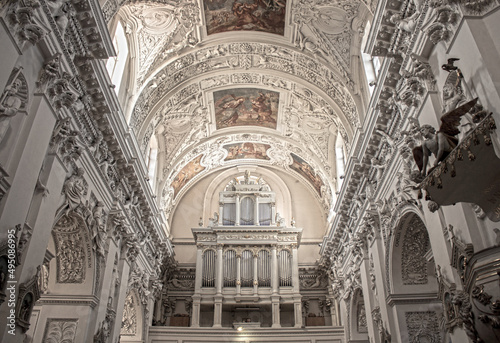 Church Vilnius interior cathedral of St. Peter and St. Paul's Lithuania white baroque church in detail christian organ pipe religion photo