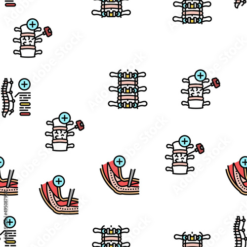 Neurosurgery Medical Treatment Vector Seamless Pattern Thin Line Illustration