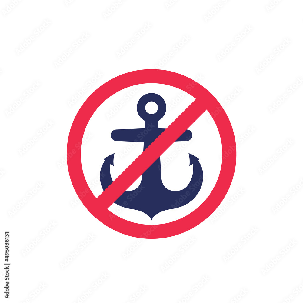no mooring or docking sign, vector icon no mooring or docking sign, vector icon