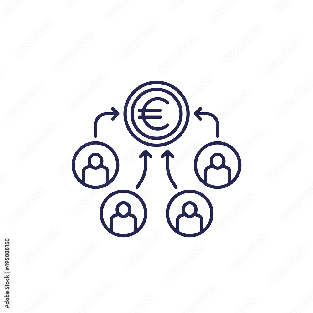 mutual fund line icon with euro mutual fund line icon with euro