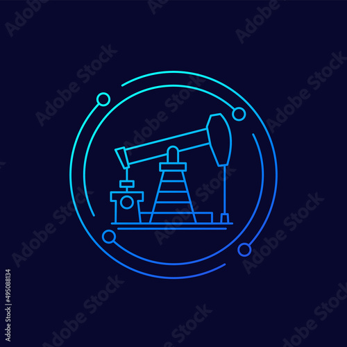 Oil pump jack icon  line vector