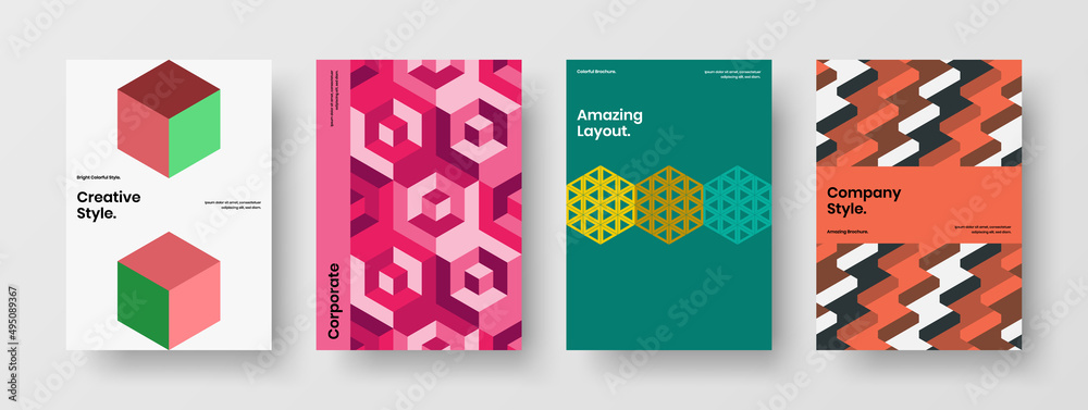 Naklejka premium Creative brochure design vector concept bundle. Unique geometric shapes company identity layout collection.