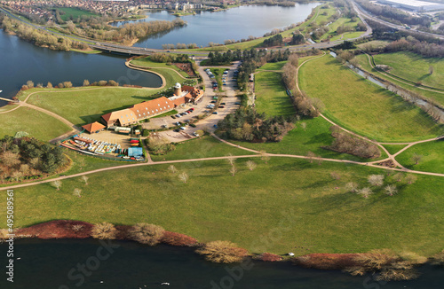 Best View of Caldecott Lake of England (Panoramic View of caldecotte lake) drone footage photo