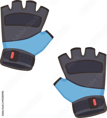 Short Fingerless Gym Gloves Cartoon Illustration