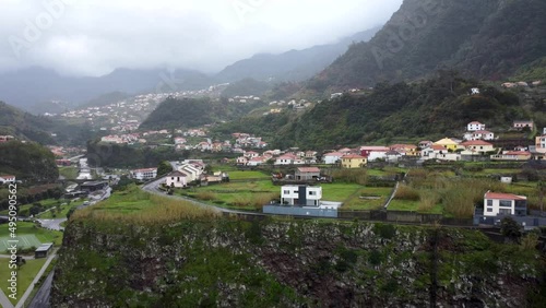 Aerial 4K footage of drone flight over village in Madeira, Portugal