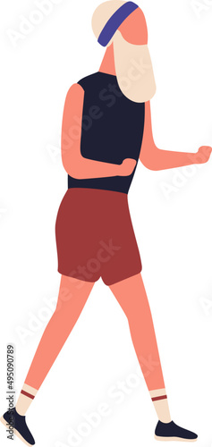 Senior Man Jogging Cartoon Illustration