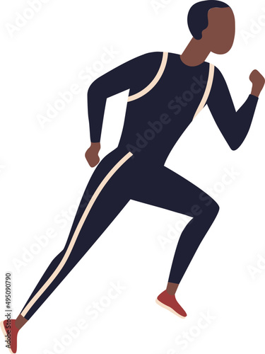 Black Man Running Cartoon Illustration