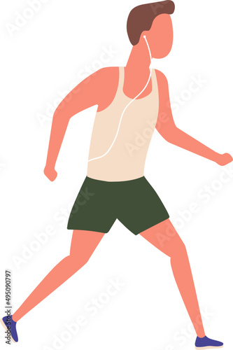 Young Man Running Cartoon Illustration