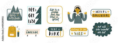 Collection of hiking handwritten quotes