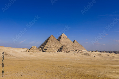 Main View to All Seven Ancient Egyptian Pyramids from Giza city  Egypt
