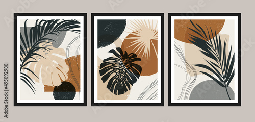 Mid century modern art print,set of 3. Gallery wall printable art. Boho style interior decor.