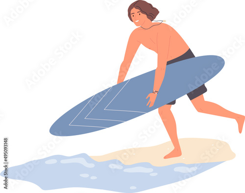 Guy with Surfboard Cartoon Illustration