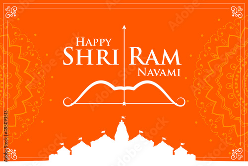 Happy Ram Navami, a Hindu festival celebrated of Lord Ram, Hindi, typography