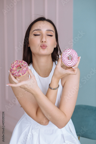 Girl and donuts