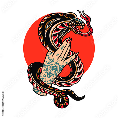 black cobra tattoo vector design