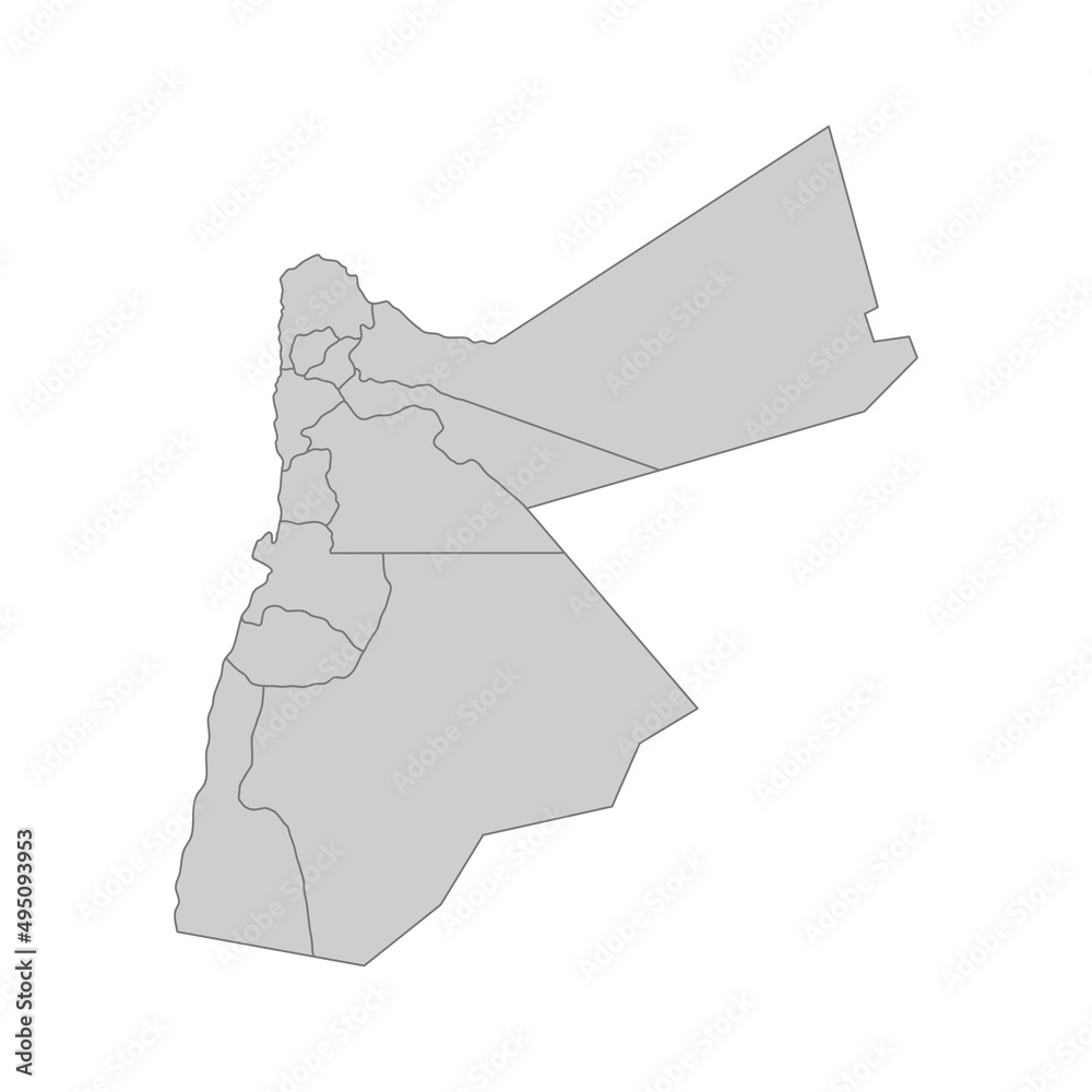 Outline political map of the Jordan. High detailed vector illustration.
