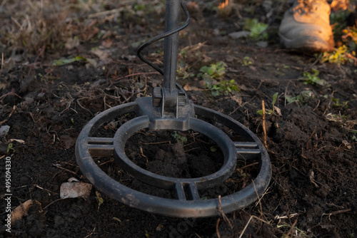 Wallpaper Mural metal detector coil close up, search for scrap metal in the ground. Torontodigital.ca