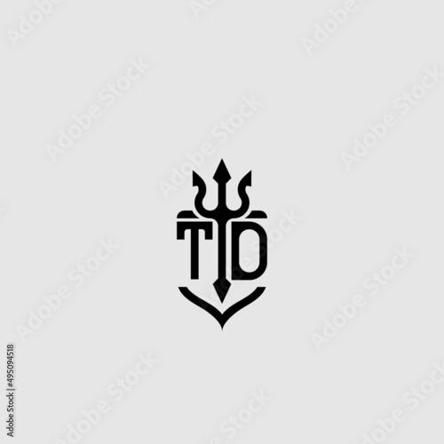 TD trident ocean retro initial logo concept