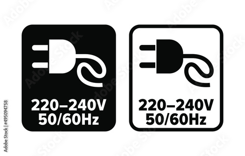 "220-240V 50-60Hz" vector information sign