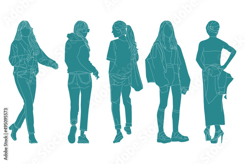 Vector illustration of fashionable women bundle