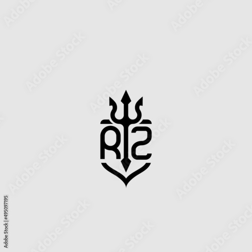 RZ trident ocean retro initial logo concept