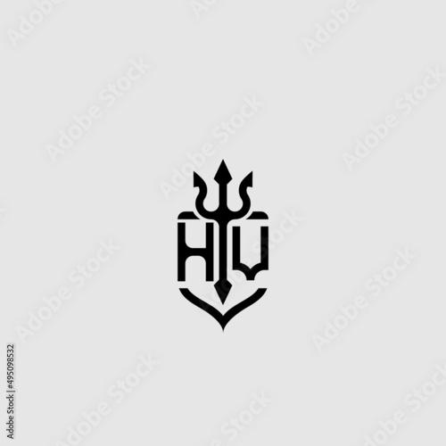 HV trident ocean retro initial logo concept
