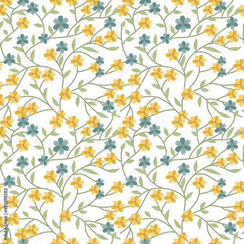 Blooming meadow pattern. Ditsy style. A Pattern for print  wallpaper  fabric  cushion  bedding  and much more