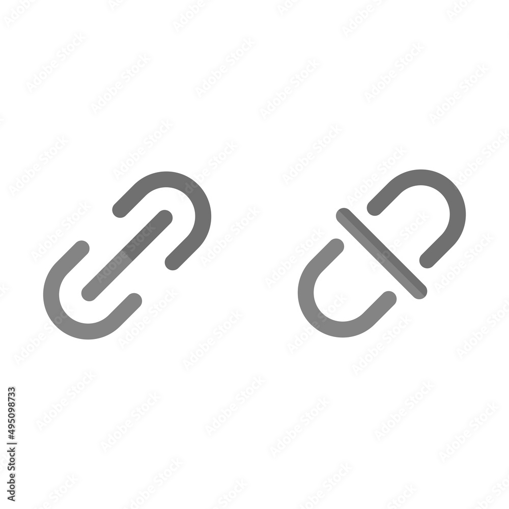 Link and Unlink grey flat vector icon Link and Unlink grey flat vector icon